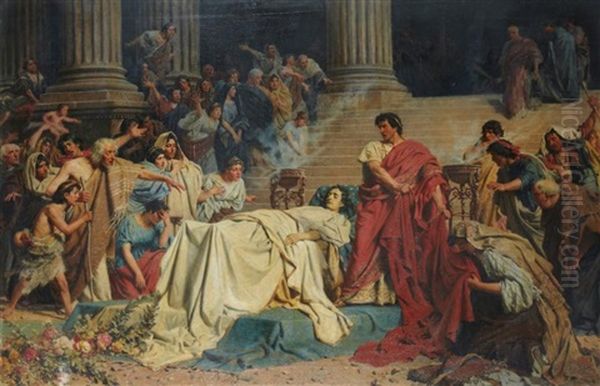 Les Funerailles De Jules Cesar Oil Painting by Karl Theodor von Piloty