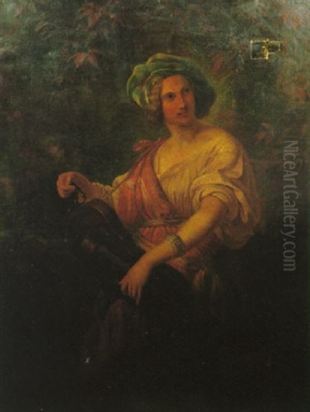 The Hurdy Gurdy Player Oil Painting by Karl Theodor von Piloty