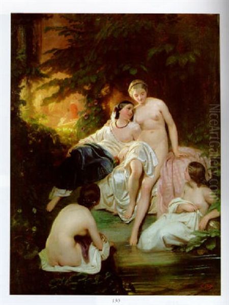 The Bathers Oil Painting by Karl Theodor von Piloty