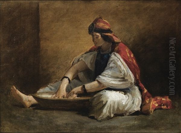 Jeune Femme Kabyle Preparant Le Couscous Oil Painting by Isidore Alexandre Augustin Pils