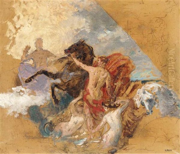 Study For A Classical Scene With Figures And Horses Oil Painting by Isidore Alexandre Augustin Pils