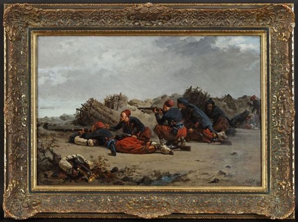 Scene De Combat Oil Painting by Isidore Alexandre Augustin Pils