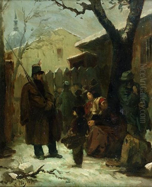 La Distribution Des Vivres A Paris Oil Painting by Isidore Alexandre Augustin Pils