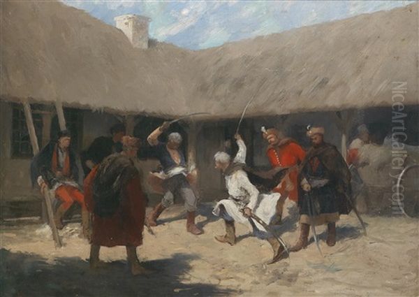 Schaukampf Der Kosaken Oil Painting by Isidore Alexandre Augustin Pils