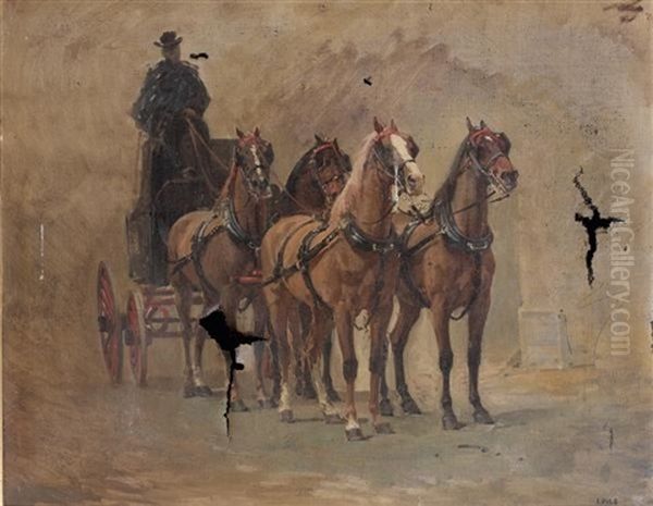 Attelage De Chasse (preparatory Study For Le Retour D'une Battue De Chasse) Oil Painting by Isidore Alexandre Augustin Pils