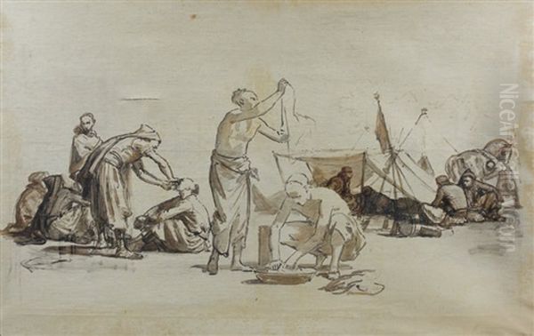 Esquisse Pour Une Scene De Campement Arabe (study) Oil Painting by Isidore Alexandre Augustin Pils