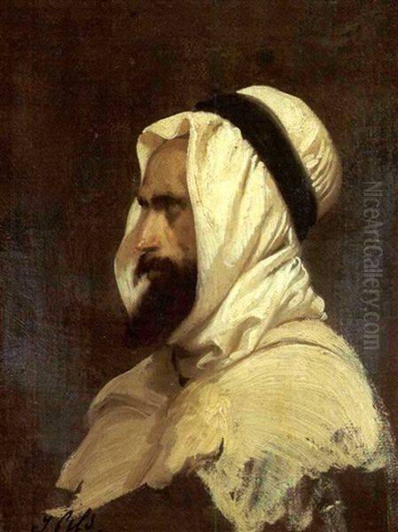 Etude De Tete D'arabe Oil Painting by Isidore Alexandre Augustin Pils