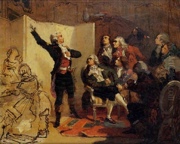 Rouget De L'isle Chantant Pour La Premiere Fois La Marseillaise Chez Dietrich, Maire De Strasbourg Oil Painting by Isidore Alexandre Augustin Pils