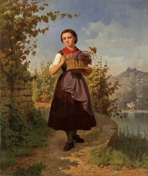 Junge Winzerin Oil Painting by Christian Eduard Boettcher