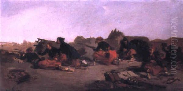 Zouave Infantry Fighting In Crimea Oil Painting by Isidore Alexandre Augustin Pils