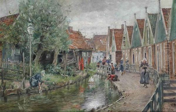 Daily Activities In Volendam Oil Painting by Otto Piltz