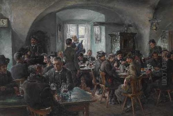 Oberbayerische Wirtshausszene Oil Painting by Otto Piltz