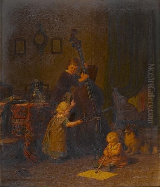 The Music Lesson Oil Painting by Christian Eduard Boettcher