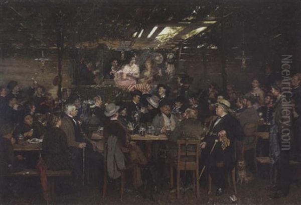 In Einem Bayerischen Biergarten Oil Painting by Otto Piltz