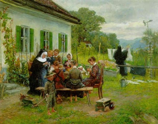 Arbeitsschule In Schlehdorf Am Kochelsee Oil Painting by Otto Piltz