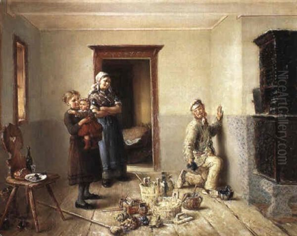 Der Maler In Der Stube Oil Painting by Otto Piltz