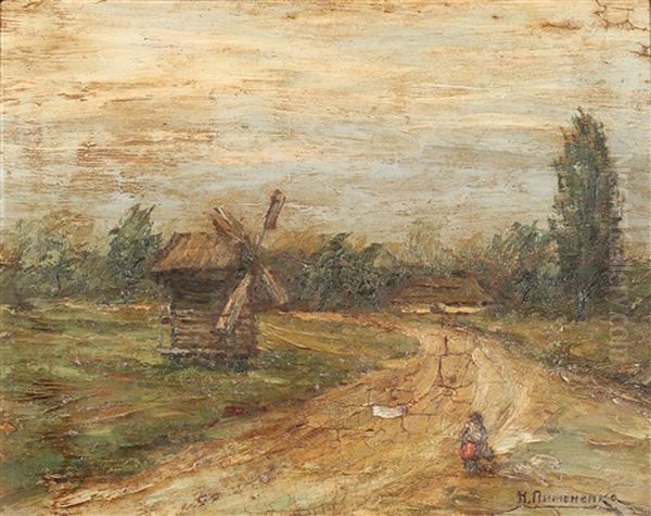 Summer Landscape With Windmill Oil Painting by Nicolai K. Pimonenko