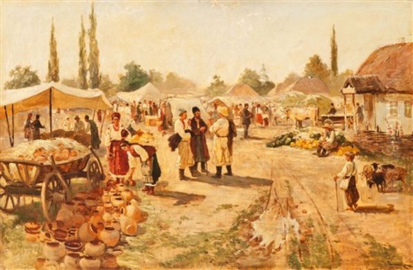 Ukrainischer Bauernmarkt Oil Painting by Nicolai K. Pimonenko