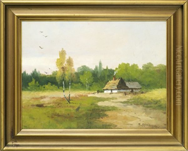 Landskap Med Hus Oil Painting by Nicolai K. Pimonenko