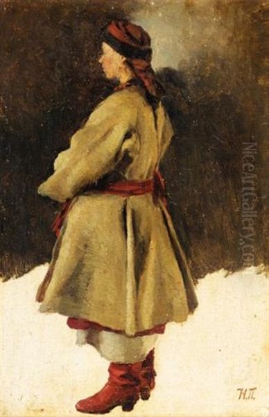 Study Of A Young Woman Oil Painting by Nicolai K. Pimonenko