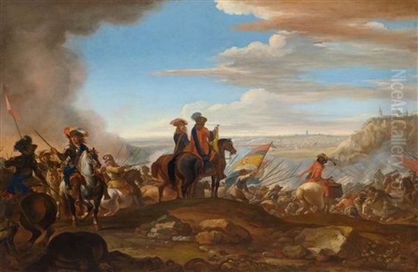 The Troops Of The Grand Duke Cosimo Iii In Combat Oil Painting by Giuseppe Pinacci