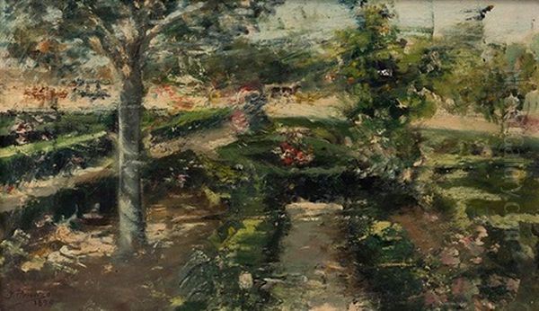 Jardin Oil Painting by Ignacio Pinazo Camarlench