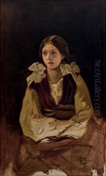 Retrato De Nina Oil Painting by Ignacio Pinazo Camarlench