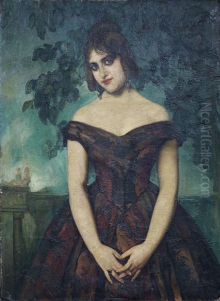 Portrait Of The Actress Luisa Puchol Oil Painting by Jose Pinazo Martinez