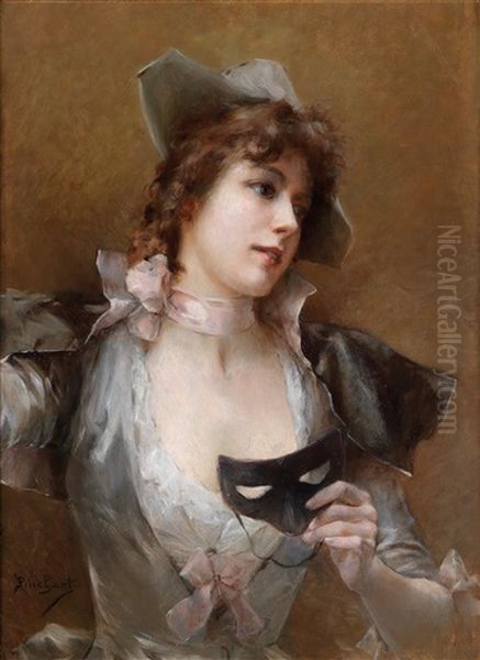 Dame Mit Maske Oil Painting by Emile Auguste Pinchart