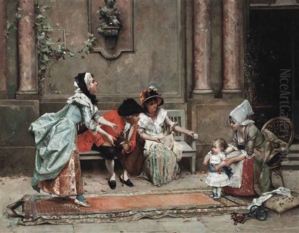 First Steps Oil Painting by Emile Auguste Pinchart