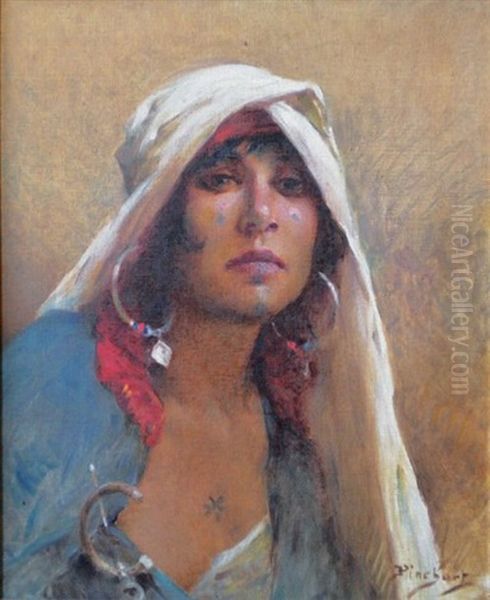 Portrait De La Femme De L'artiste En Bedouine Oil Painting by Emile Auguste Pinchart