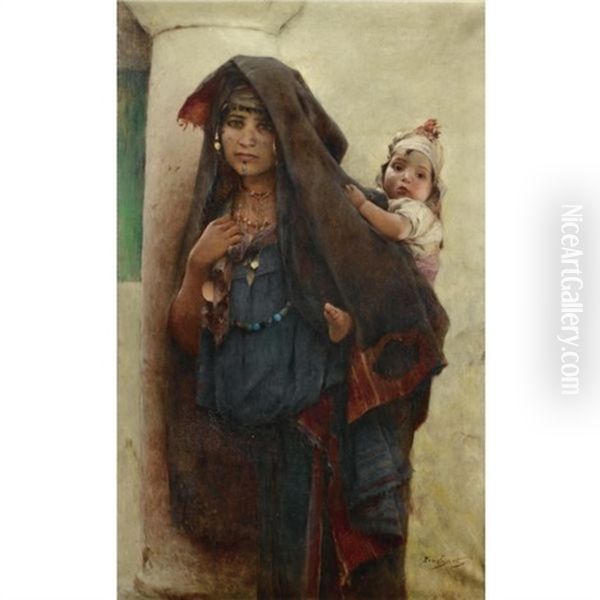 Bedouine A Tunis Oil Painting by Emile Auguste Pinchart