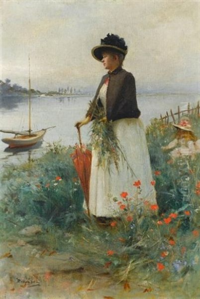 Gathering Flowers Oil Painting by Emile Auguste Pinchart