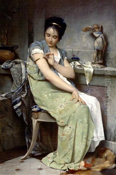 The Amulet Oil Painting by Emile Auguste Pinchart