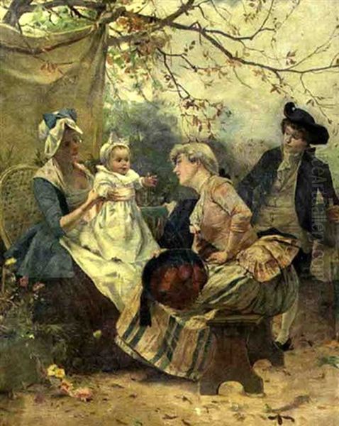 Garden Party Oil Painting by Emile Auguste Pinchart