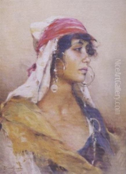 Jeune Fille Orientale Oil Painting by Emile Auguste Pinchart