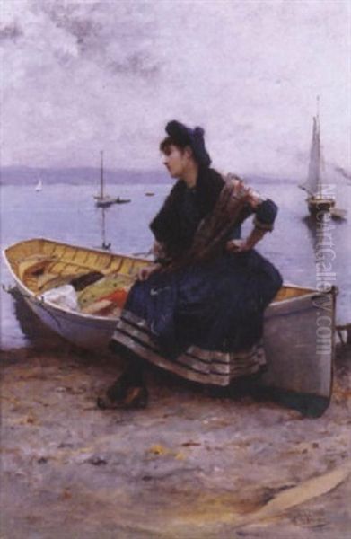 Lost In Thought Oil Painting by Emile Auguste Pinchart