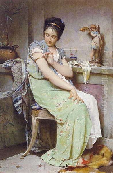 The Amulet Oil Painting by Emile Auguste Pinchart