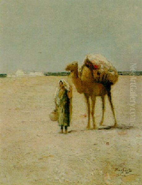 Sur La Plage De Sfax Oil Painting by Emile Auguste Pinchart