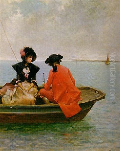 Promenade Sur Le Lac Oil Painting by Emile Auguste Pinchart