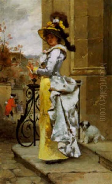 Setting Off For A Walk Oil Painting by Emile Auguste Pinchart