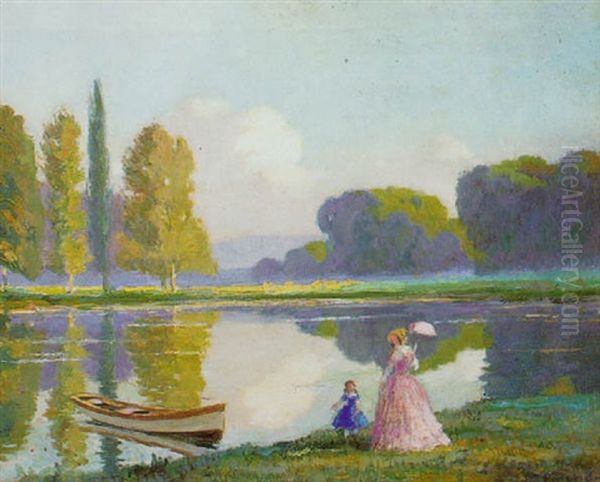 Promenade Au Bord De L'eau by Joseph Porphyre Pinchon