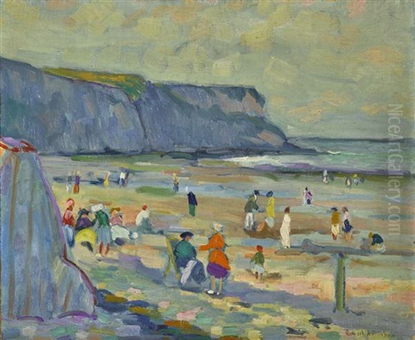 Animation Sur La Plage Oil Painting by Robert Antoine Pinchon