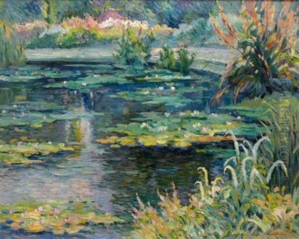 Le Bassin Du Jardin Des Plantes Ou Nympheas Oil Painting by Robert Antoine Pinchon