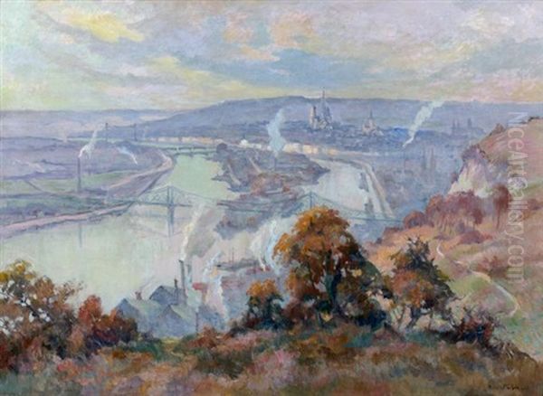 La Seine A Rouen Oil Painting by Robert Antoine Pinchon