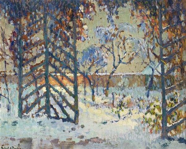 Garden Under Snow Oil Painting by Robert Antoine Pinchon