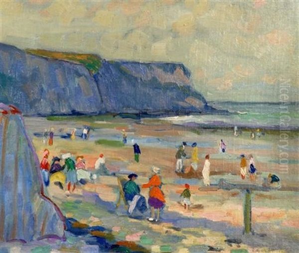 Animation Sur La Plage Oil Painting by Robert Antoine Pinchon