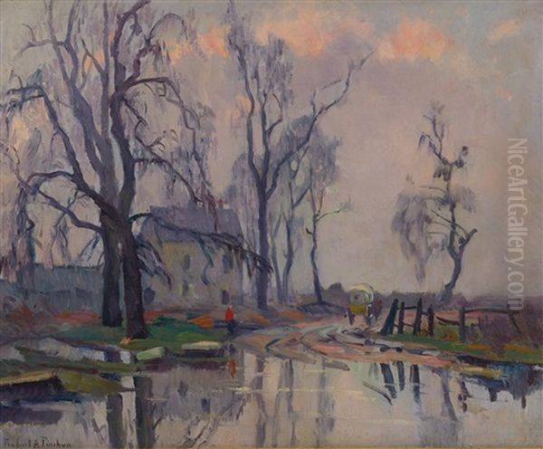 Carriole Sur Chemin Borde D'eau Oil Painting by Robert Antoine Pinchon