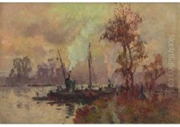 La Seine A L'ile Lacroix Oil Painting by Robert Antoine Pinchon