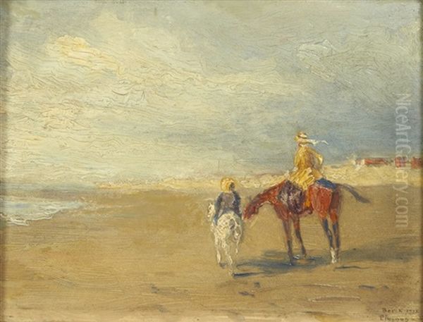 Cavaliers Sur La Plage A Berck Oil Painting by Robert Antoine Pinchon